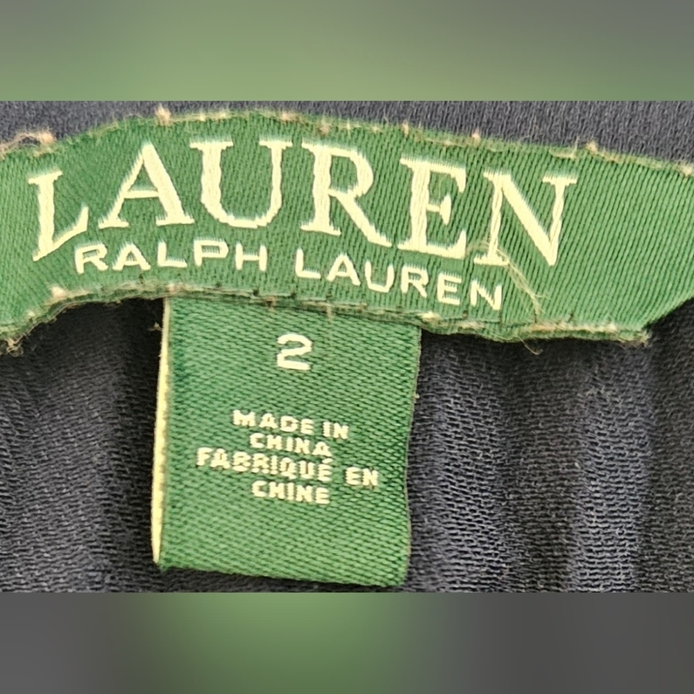 Lauren Ralph Lauren Pleated Skirt 2 Navy A-Line Preppy Classic - Picture 5 of 5